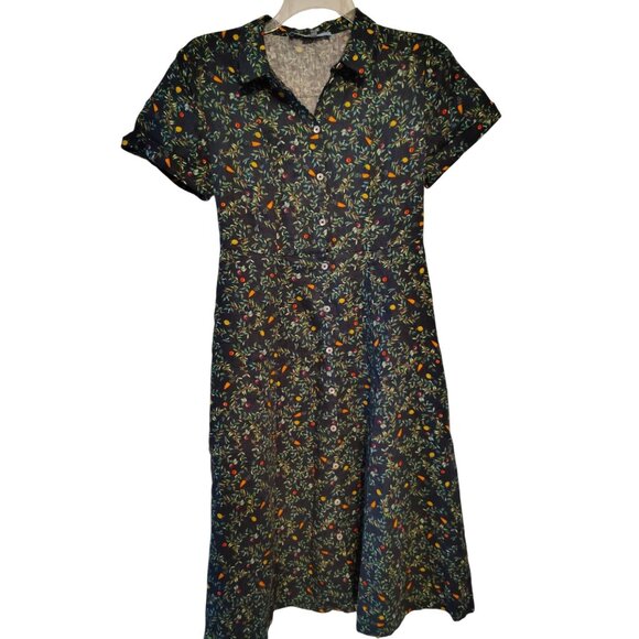 Hill House Dresses & Skirts - Hill House Tuckernuck Small Long Linen Dress, Vegetables, Navy Blue Carrots